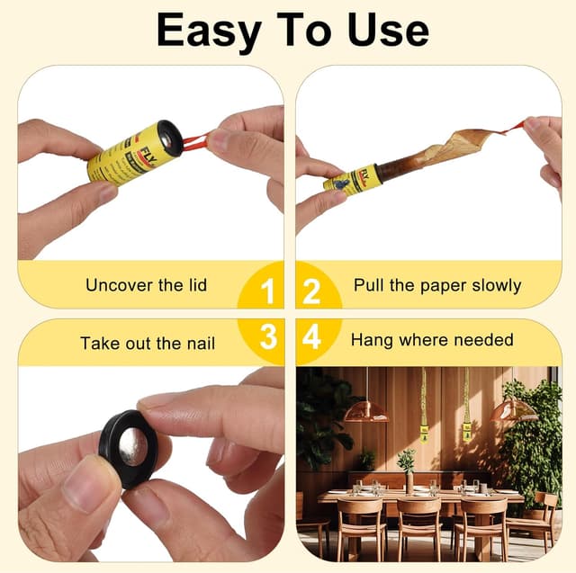 Detalle 2 de 30PCS Fly Paper Strips TRIITECH sticky fly ribbon traps for indoor and outdoor use
