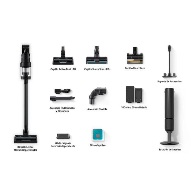 Detalle de Samsung VS90F40DEK aspiradora sin cable 160 min
