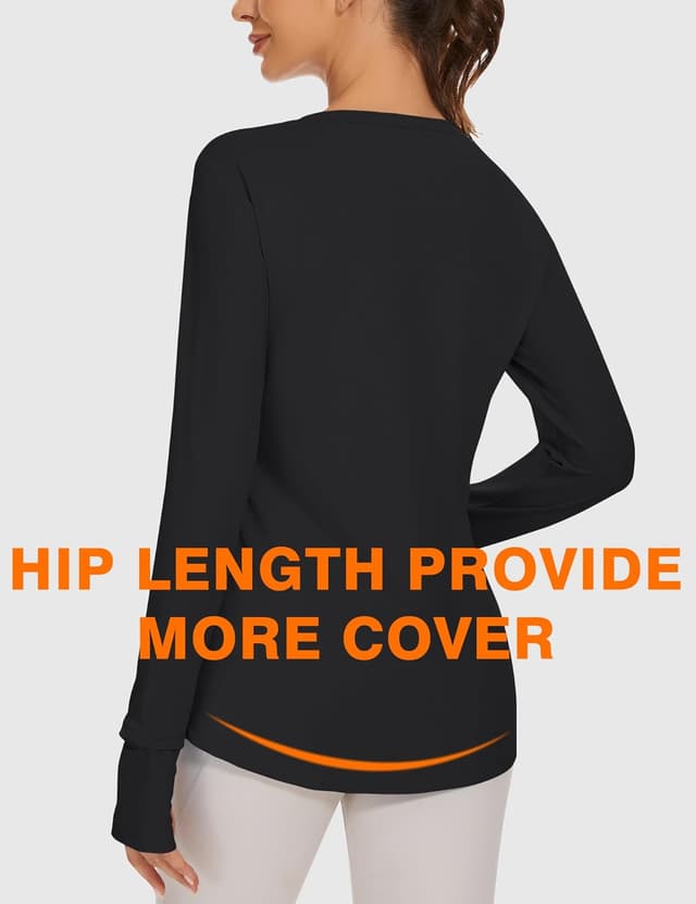 Detalle de IECCP Women’s long sleeve workout shirts with UPF 50+ sun protection and thumbholes