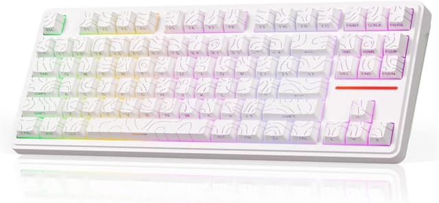 Detalle de K87 80% kabellose mechanische Gaming-Tastatur mit Hot-Swap (3/5-Pin), Dreifachmodus Bluetooth 5.0/2,4G/USB-C und 5000-mAh-Akku, QWERTY weiß