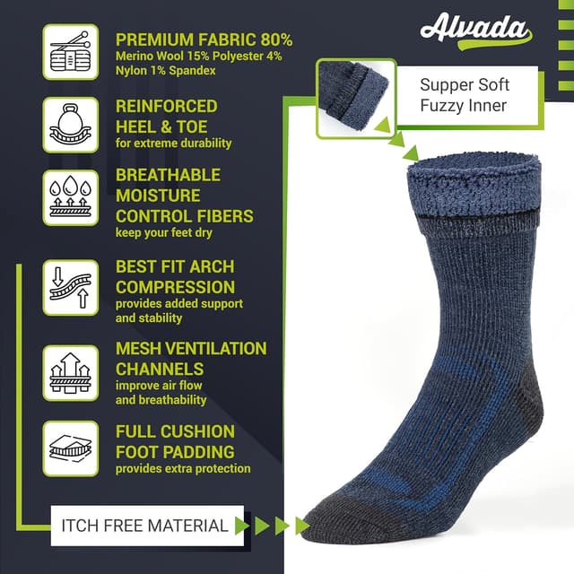 Thumbnail 2 de Alvada Warm Thermal Wool Socks for Winter Cozy Boot Socks