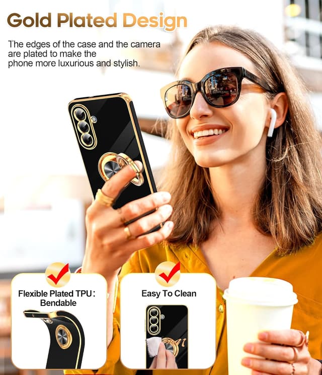 Thumbnail 6 de LeYi Galaxy A17 5G Phone Case (2-Pack Tempered Glass) with 360° Rotatable Ring Holder Magnetic Kickstand