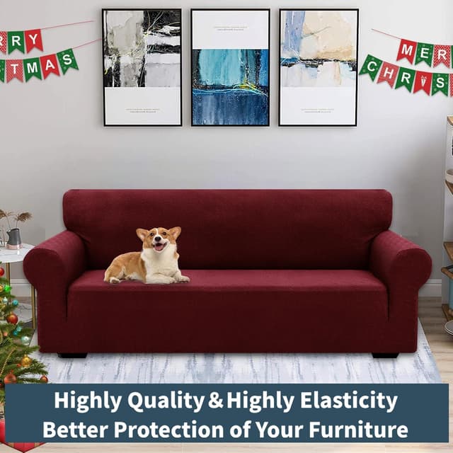 Detalle 2 de Ystyle Copridivano 4 posti con braccioli super elasticizzato antigraffio gatto Bordeaux