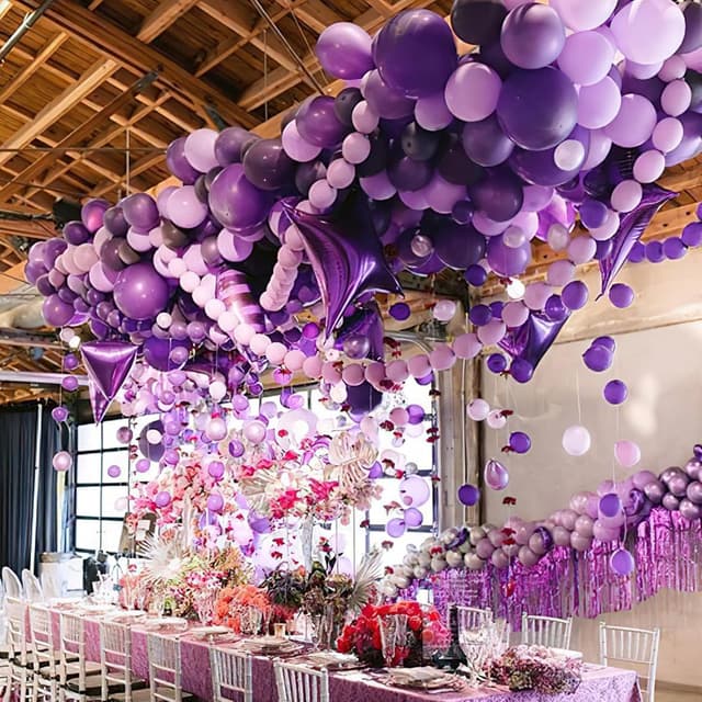 Detalle 2 de PartyWoo Lavender Balloons 120pcs Mixed Sizes Balloon Arch Kit (18, 12, 10 & 5 Inch) — Light Pastel Purple Lilac
