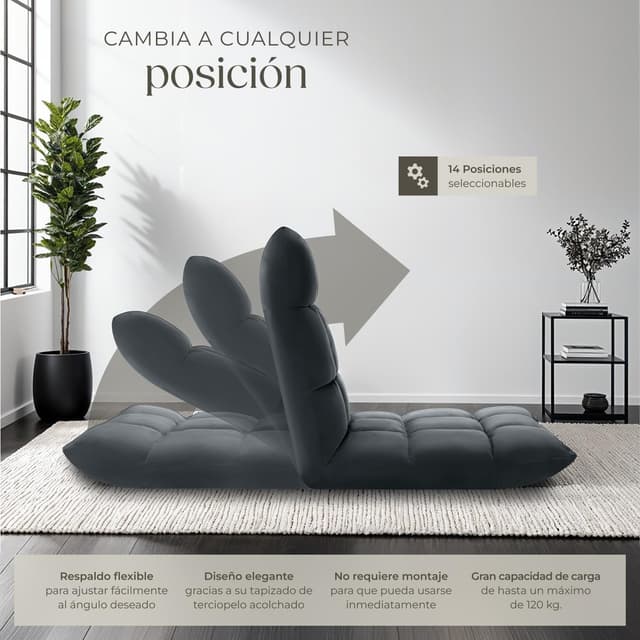 Thumbnail 5 de tectake® Sillon Plegable Lectura Respaldo 14 posiciones