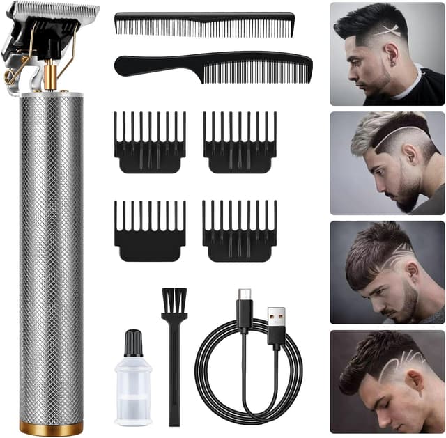 Detalle de URAQT Tondeuse cheveux et barbe sans fil rechargeable (argent) – kit homme électrique