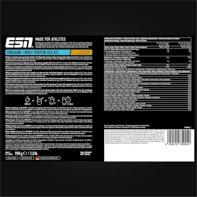 Thumbnail 3 de ESN ISOCLEAR Whey Isolate 908 g — Green Tea Honey 🥤
