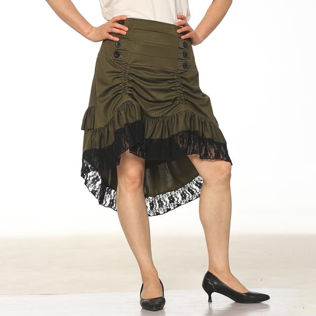 Detalle de Viktorianischer Steampunk-Rock für Damen im Gothic-Vintage-Stil (Übergröße) – mit verstellbarer Kordelzug-Länge