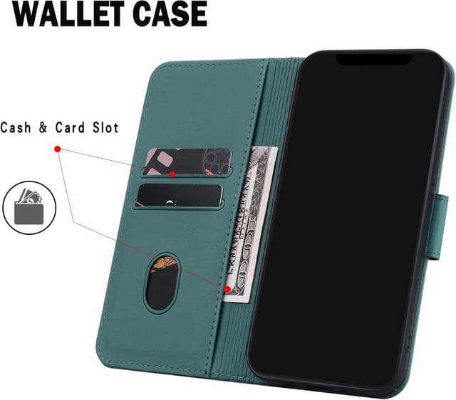 Detalle de Rostsant Handyhülle für Sony Xperia 10 VI – Premium PU Leder Flip Case mit Kartenfächern (Grün)