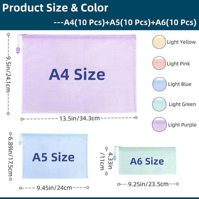 Detalle de 30 Pack zip wallets A4 A5 A6