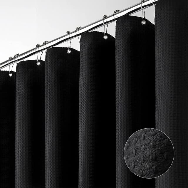 Imagen de Dynamene Black Waffle Shower Curtain 72x72 en OfertitasTOP