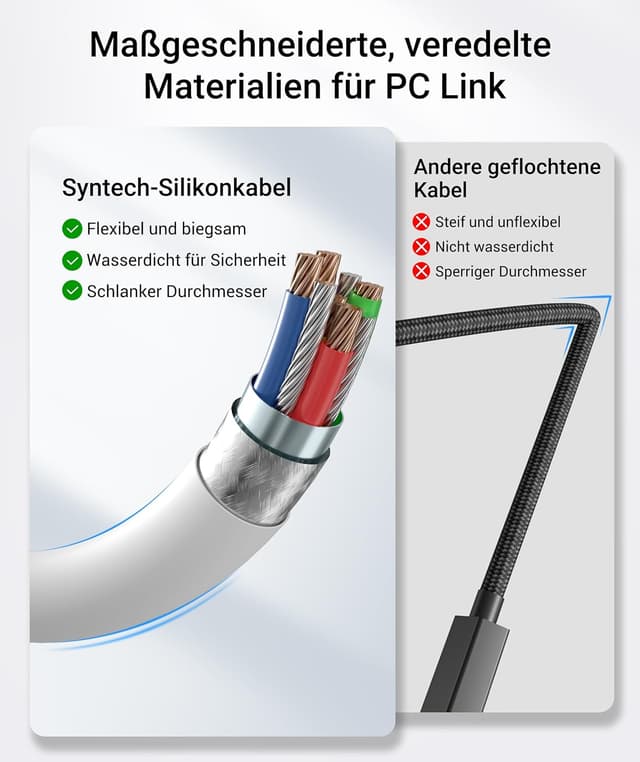 Detalle de Syntech Link-Kabel mit Ladefunktion 5 m (USB 3.0 A auf C) für Meta Quest 3/3S und Quest 2/Pro