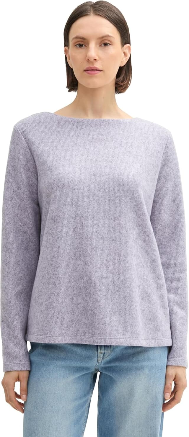 Detalle de TOM TAILOR felpa plus size donna mélange con collo alto a maniche lunghe (confezione da 1)