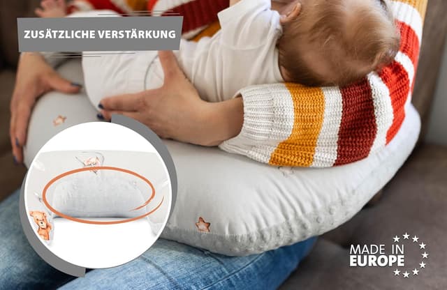 Detalle 2 de Totsy Baby Stillkissen klein Mond Minky (130 cm) – Stillmond & Lagerungskissen für bequeme Stillposition