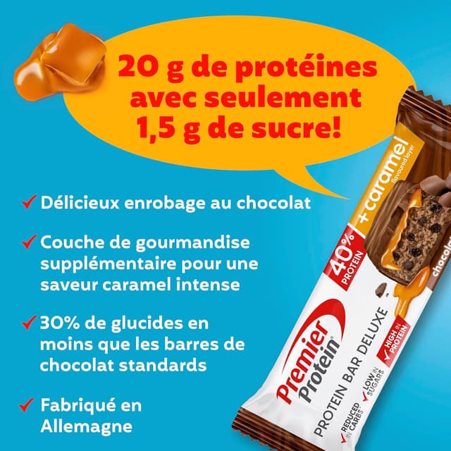 Detalle de Premier Protein Protein Bar Deluxe 40% – Chocolat Brownie, pack de 12 x 50 g