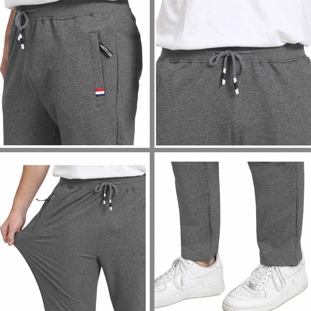 Detalle 2 de JustSun Jogginghose für Herren aus Baumwolle – Trainings- und Freizeithose mit Reißverschlusstaschen