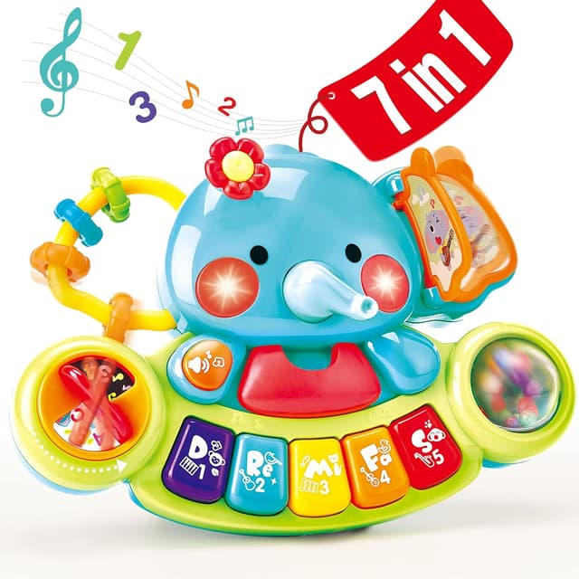 Detalle de hahaland 7-in-1 Baby Piano Toy (6–12 Months) with Lights & Sounds