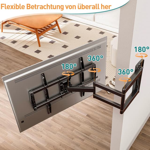 Detalle de ELIVED TV-Wandhalterung EV3037 mit 762 mm Langem Gelenkarm (bis 35 kg) für 42–75" TVs