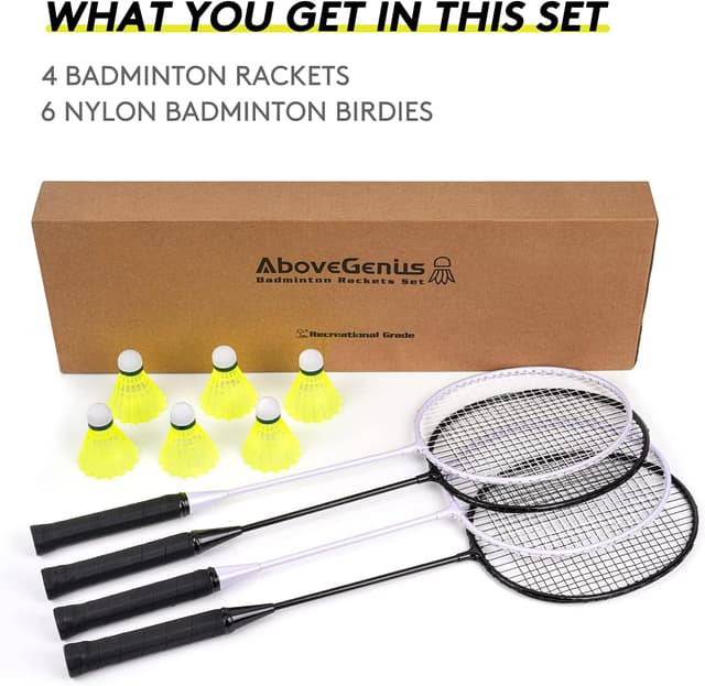 Thumbnail 6 de AboveGenius badminton rackets set for outdoor backyard games (4/6 rackets + nylon shuttlecocks)