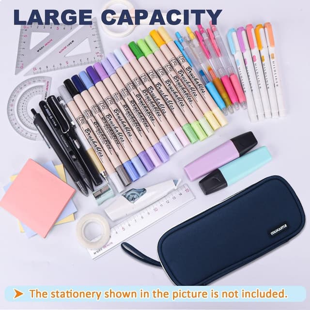 Detalle de COLOCASTLE Federmäppchen Groß 3 Fächer Dunkelblau