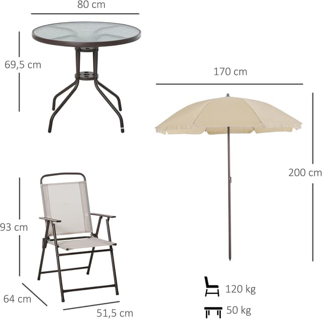 Thumbnail 6 de Outsunny Conjunto jardín 6 piezas 80 cm