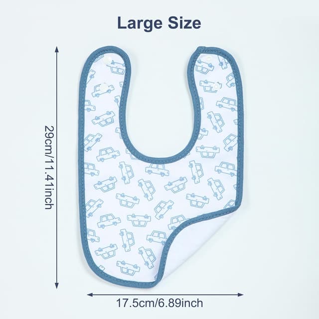 Detalle 2 de Hakochia Waterproof Baby Bibs (4-Layer Cotton) with Adjustable Snaps, 10-Pack for 0–12 Months