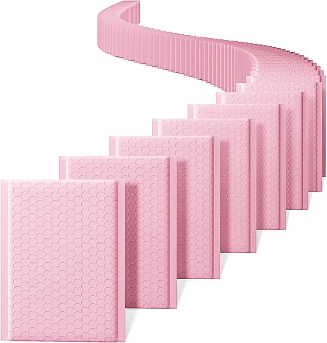 Detalle de Switory 50 Pack Padded Bubble Mailers (A5) – Pale Pink, Self-Seal Poly Mailer for Shipping & Packaging