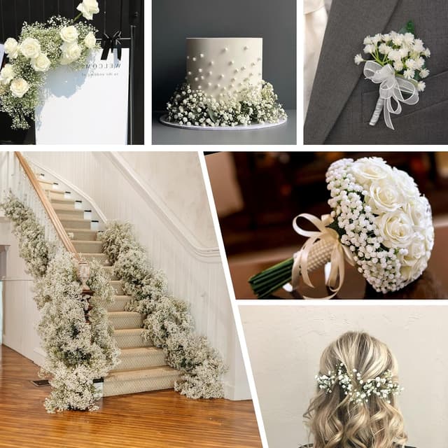 Detalle 2 de DBCMEW 25pcs Artificial Babys Breath (White Gypsophila) Faux Flowers, 35cm