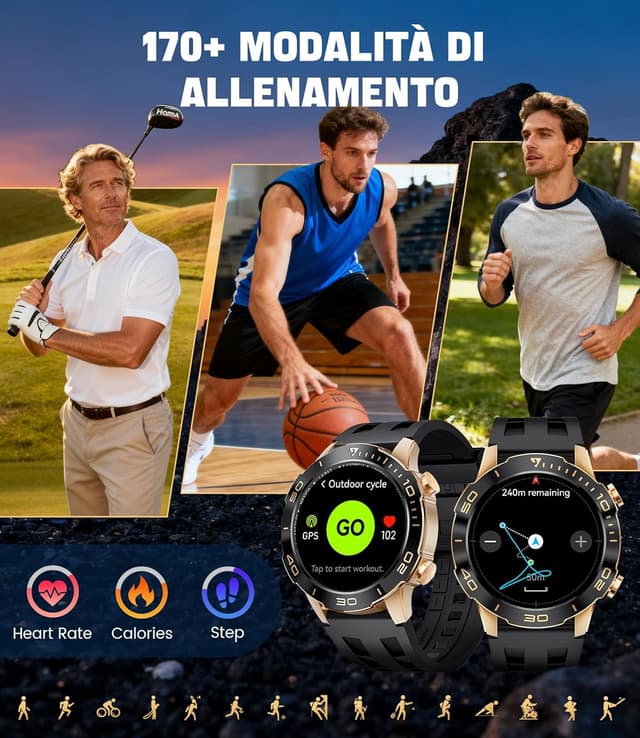 Detalle de DREMAC Smartwatch da uomo elegante con chiamata Bluetooth e schermo AMOLED da 1,43” (IP68)