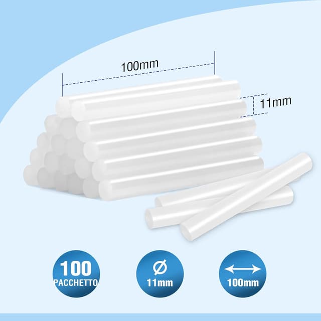 Detalle de WORKPRO 100 bastoncini di colla a caldo da 11 mm (trasparenti) per pistola a caldo universale