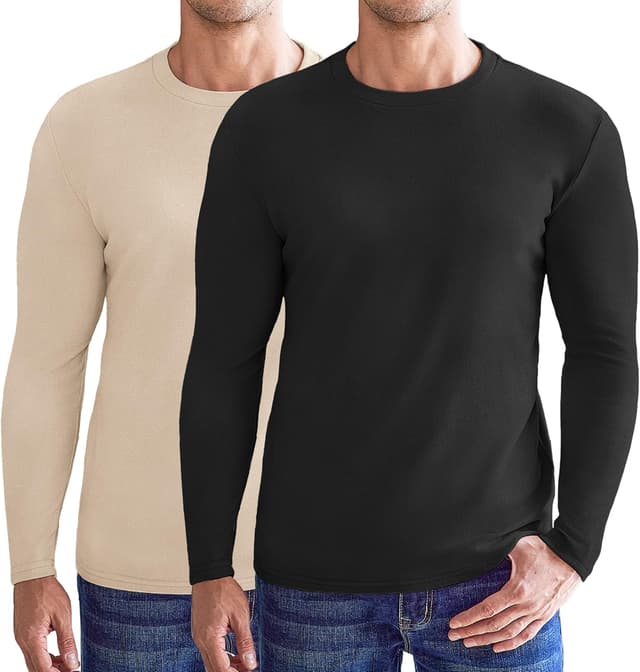 Detalle de Ekouaer Men’s Thermal Top (Long Sleeve) – Fleece-Lined Base Layer, 1pk or 2pk