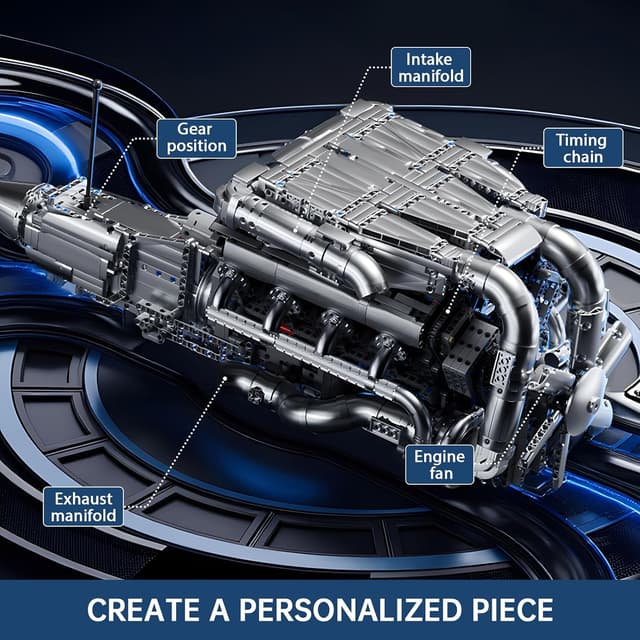 Detalle 2 de Mould King 10168 V8 Motor Bausatz 2899 Teile