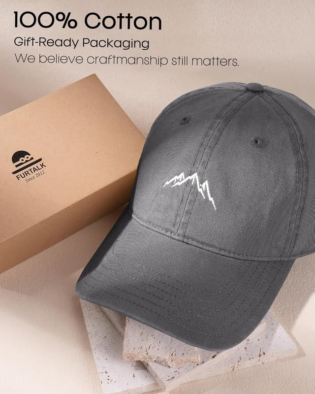 Detalle de FURTALK washed cotton mountain embroidery baseball cap (unstructured dad hat)