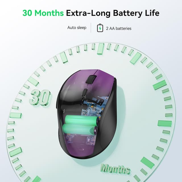 Detalle de TECKNET kabellose Maus (2,4G, 4800 DPI, 6 Tasten) mit USB-Empfänger – optisches Tracking