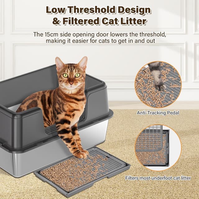 Thumbnail 3 de Lettiera acciaio inox 60x40x30 per gatti 🐱