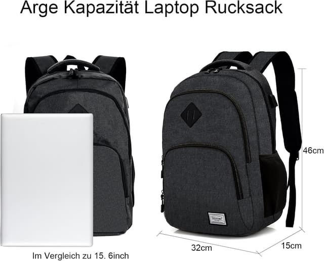 Detalle 2 de Rucksack für Laptop 15,6 Zoll 32×15×46 cm
