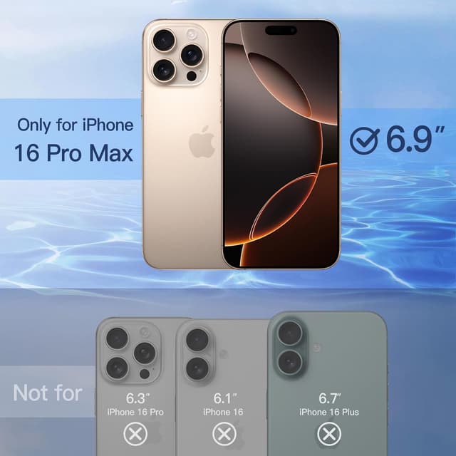 Detalle de JETech Privacy Screen Protector for iPhone 16 Pro Max (6.9-inch) Anti-Spy Tempered Glass Film, 2-Pack