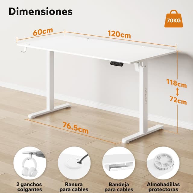 Detalle 2 de sense7 NOJO 120x60 Escritorio regulable eléctrico
