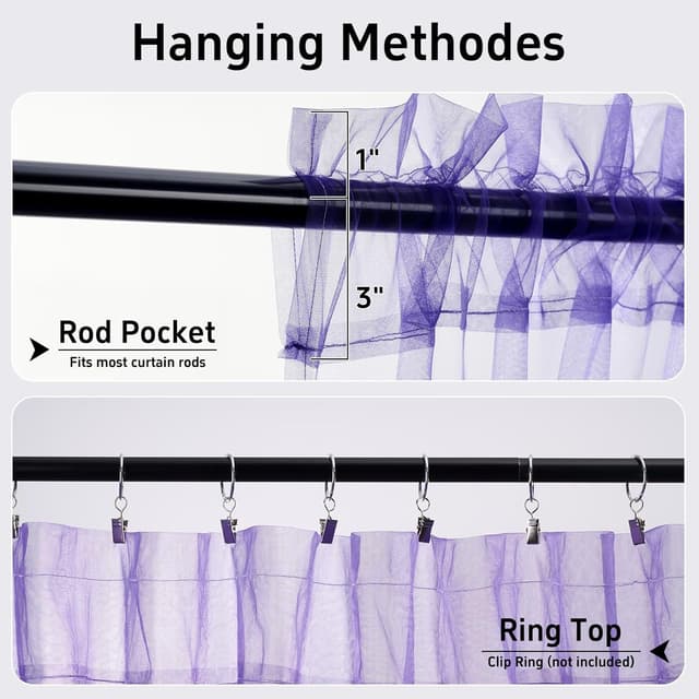 Thumbnail 2 de GFCC Voile Curtains 90 Drop Purple