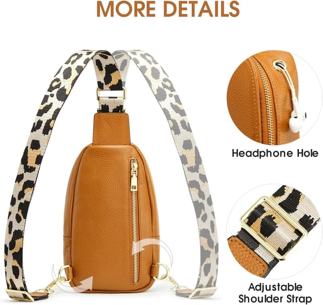 Detalle de Kattee borsa a tracolla da donna in vera pelle da viaggio con blocco RFID