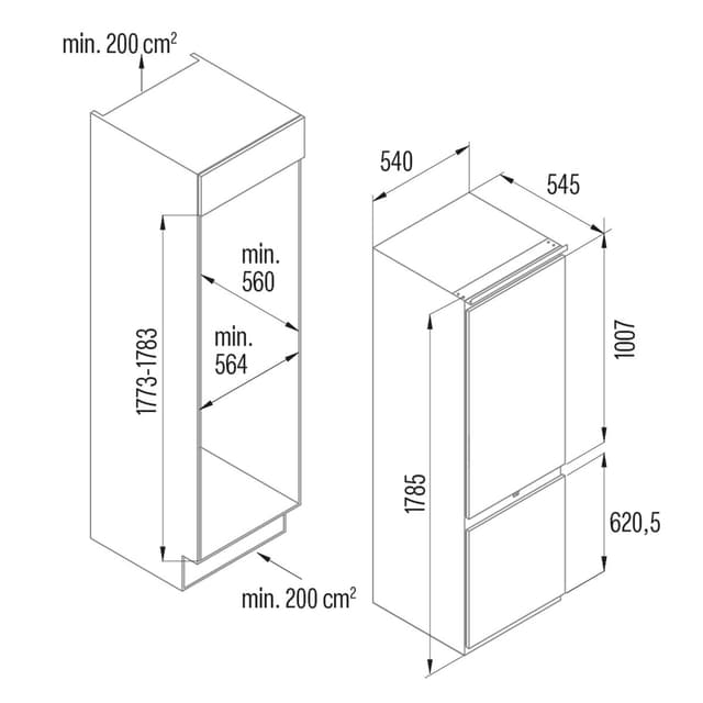 Thumbnail 1 de Cata CI-54177 NF Frigorífico combi integrable 177 cm