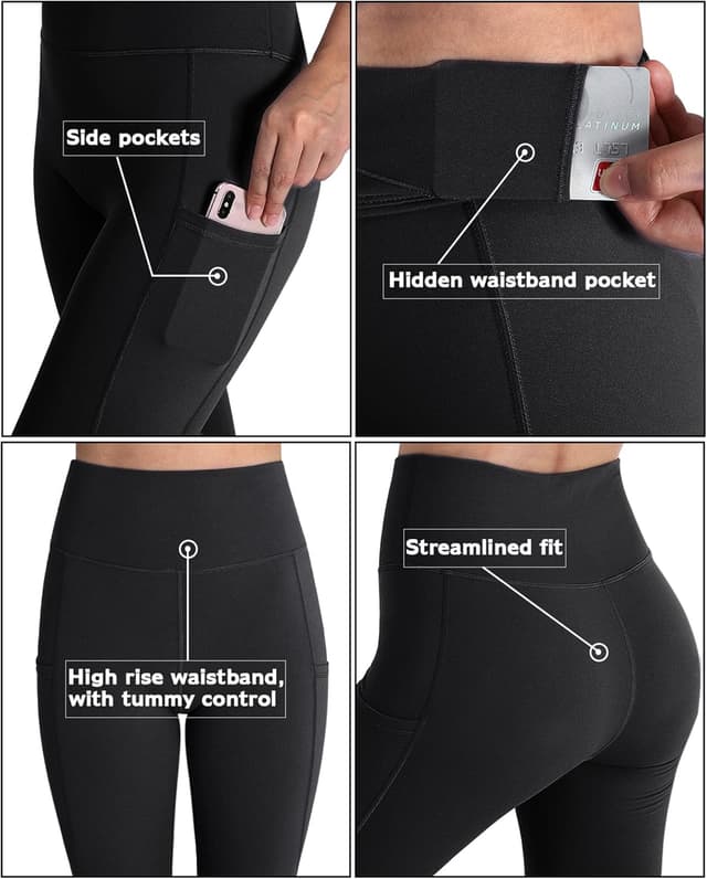 Thumbnail 4 de OUGES Womens High Waist Yoga Pants with Pockets leggings