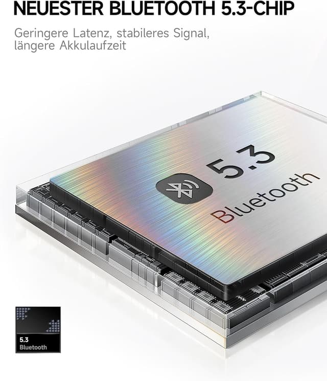 Detalle de Picun B8 Bluetooth-Kopfhörer (Over-Ear) – kabellos, 120H Spielzeit, niedrige Latenz, 3 EQ-Modi (Grau & Gold)