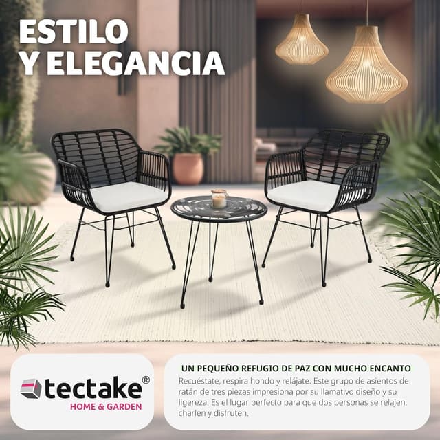 Thumbnail 3 de tectake® Conjunto jardín de ratán para 2 personas