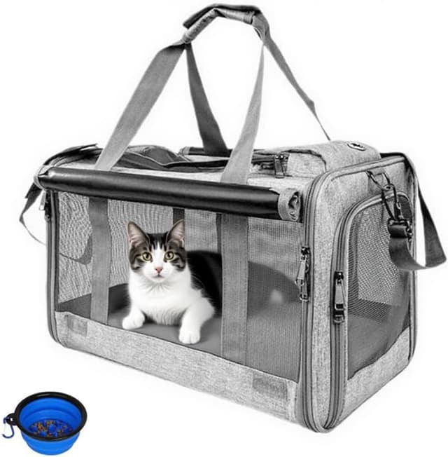 Detalle de SHJOEE Soft Sided Cat/Dog Carrier Bag (46 x 30 x 30 cm) with Removable Mat, Foldable Travel Transport Bag