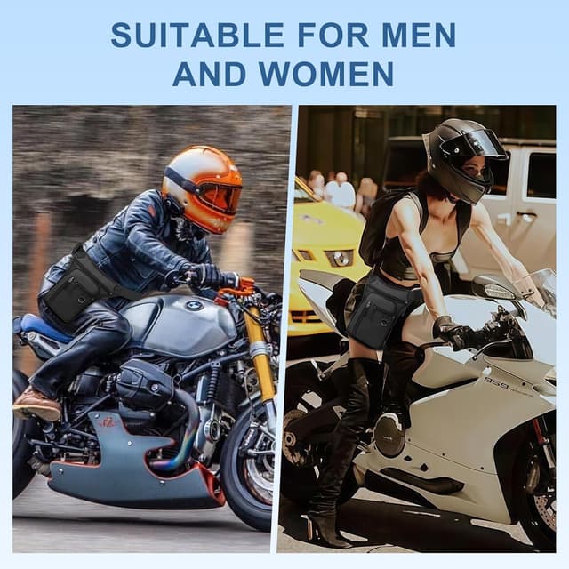 Detalle 2 de flintronic Beintasche fürs Motorrad & Outdoor – wasserdichte Multitasche mit verstellbaren Gurten (Schwarz)