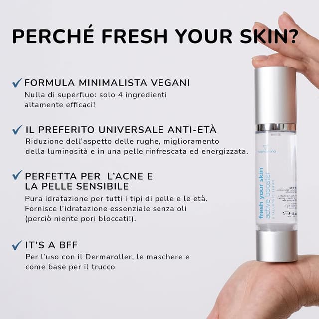 Detalle de Siero Viso Antirughe Donna e Uomo con Acido Ialuronico Puro altamente concentrato (vegano) – 50 ml