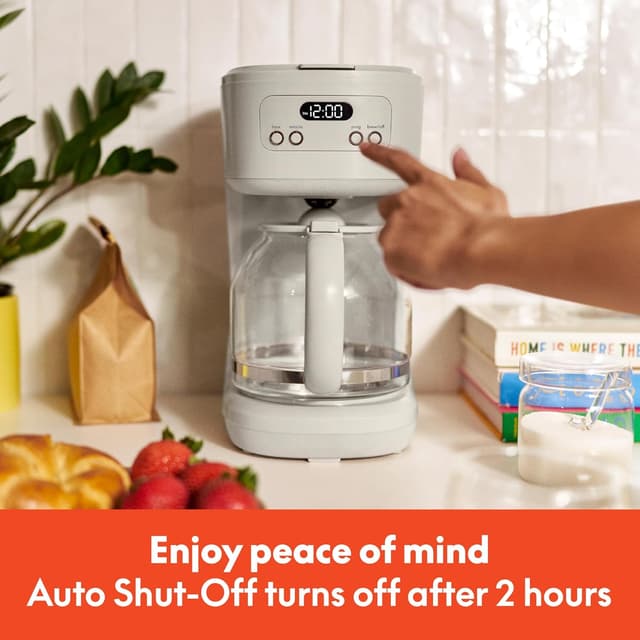 Detalle de BELLA 12 Cup Programmable Coffee Maker with Easy LCD Display, Auto Shutoff & Pause-and-Serve (900W)