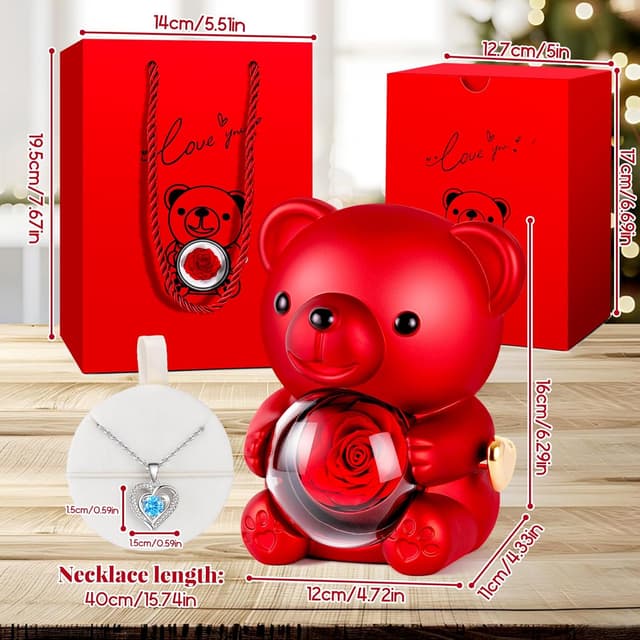 Thumbnail 3 de Aloskart Orsetto di Rosa Eterna con Collana