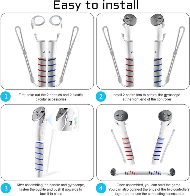 Detalle de 3-in-1 VR long arms controller grips for Meta Quest 3 / 3S (Gorilla Tag, VR golf, Kayak Mirage) – Grey